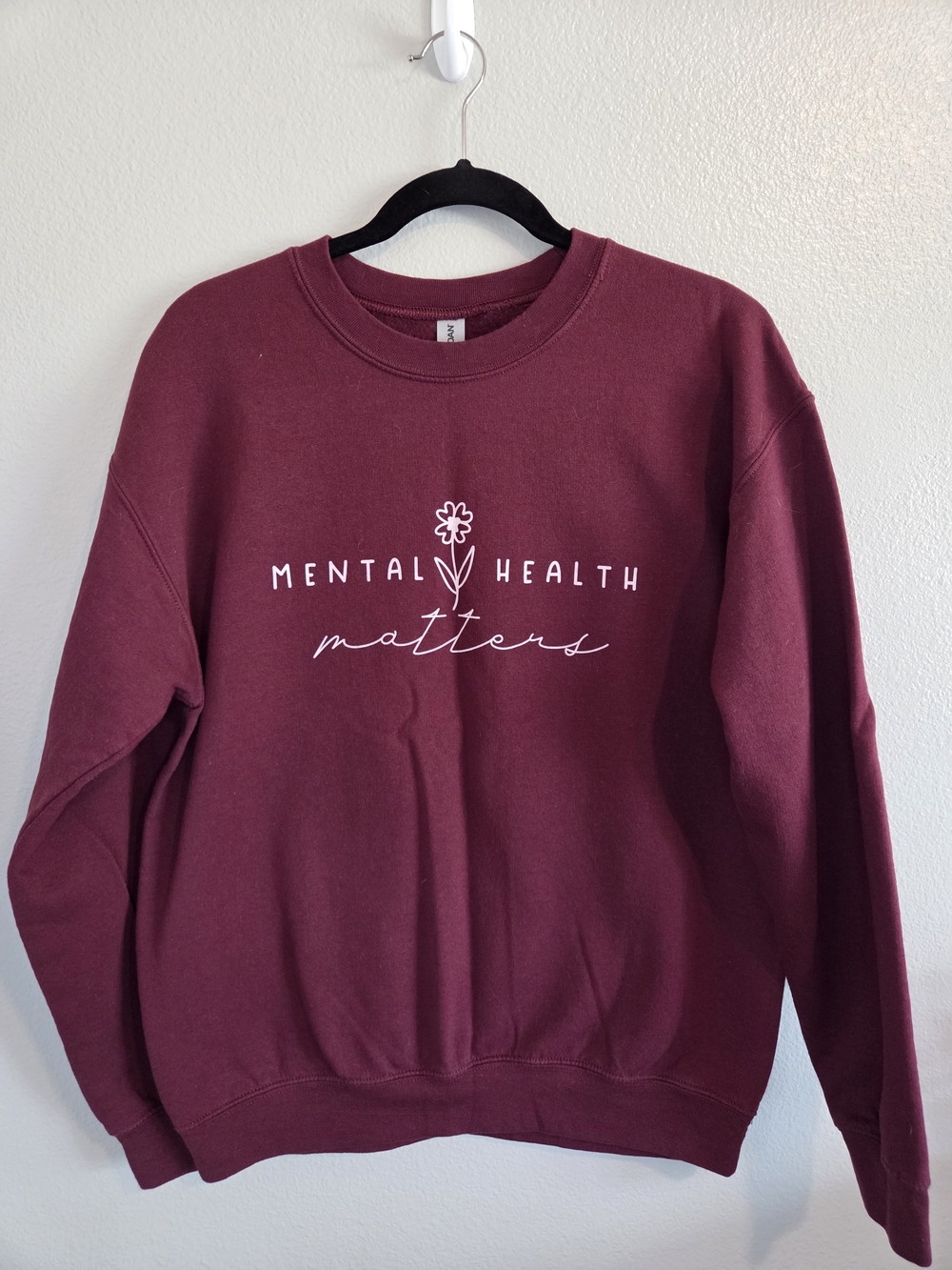 Gildan Burgundy 'Mental Health Matters' Crewneck Sweatshirt